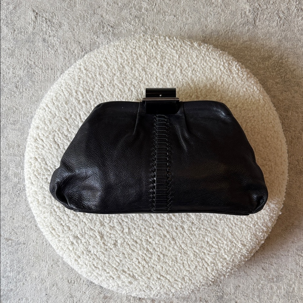 Salvatore Ferragamo Black Leather Clutch